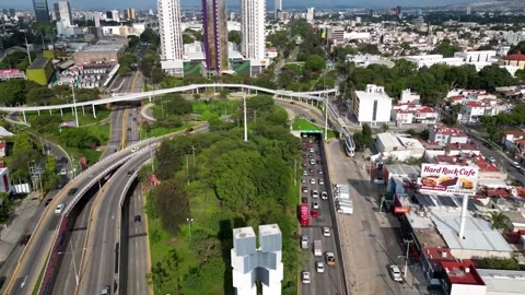 Timelapse drone video advancing along Vallarta Avenue to Los Cubos interchange Stock Footage 325407391