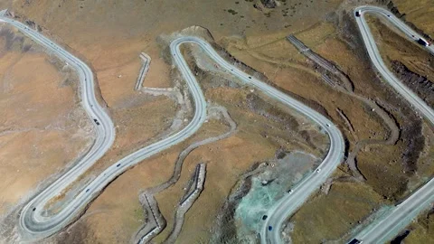 Timelapse Drone View of Too-Ashuu Pass Mountain Road, Kyrgyzstan Stock Footage 340922002