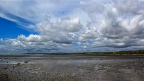 Timelapse dry beach with beautiful reflection at cemara jambi indonesia Stock Footage 119162104