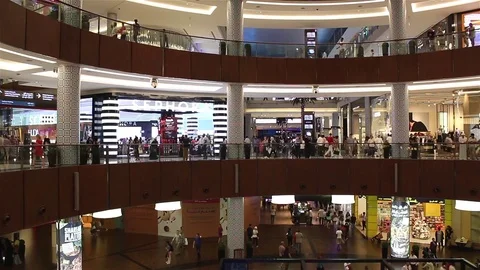 Timelapse of Dubai Mall crowded interiors Stock Footage 79682148
