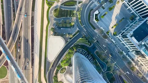 Timelapse of Dubai roads from the top of a tower. Stock Footage 238842740