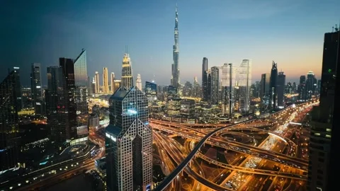 Timelapse Dubai United Arab Emirates Burj Khalifa Evening Stock Video Stock Footage 260143448