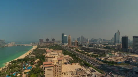 Timelapse Of Dubai's Oceanside Motorway Stock Footage 233853574