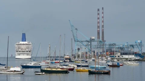 Timelapse of Dublin Port Stock Footage