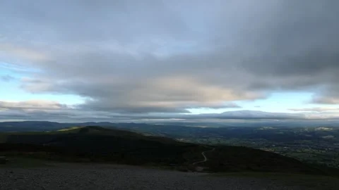 Timelapse during the evening overlooking the mountains of North Wales, UK Stock Footage 345336309