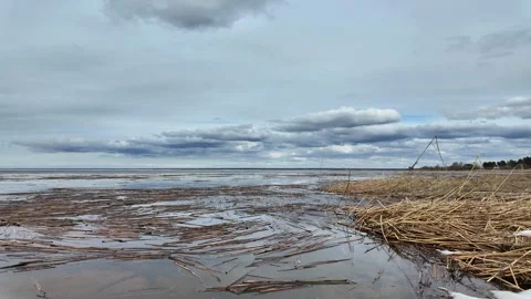 Timelapse during an ice break in April Stock Footage 332242055