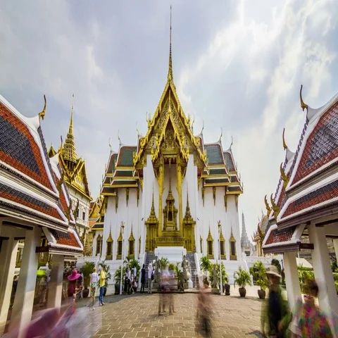 Timelapse of Dusit Maha Prasat Hall in Grand Palace of Bangkok, Thailand 库存影片 69549477