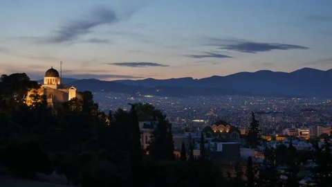 Timelapse - Dusk Over Athens Stock Footage 81309175