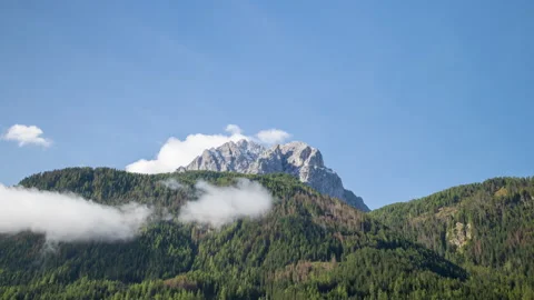 Timelapse of Dynamic Cloud Movements Over mountain range, Dolomites, Italy Stock Footage 277868901