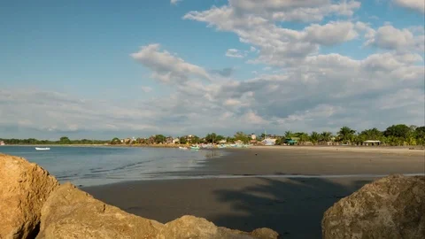 Timelapse in Ecuador, Mompiche at sunset beach clouds ocean Stock Footage 82095883