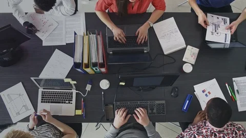 Timelapse of efficient workday of a startup company at the modern office Stock Footage 74715413