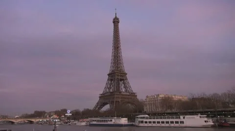 Timelapse of Eiffel Tower and Sena river paris Stock Footage 10771836