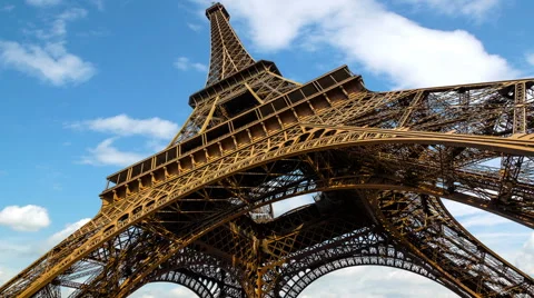 Timelapse of Eiffel Tower with dramatic sky at late evening, Paris Stock Footage 46778380