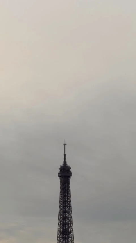 TIMELAPSE | Eiffel Tower in Paris against a cloudy sky Stock Footage 337483616