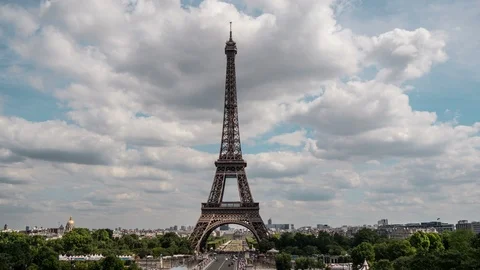 Timelapse of the Eiffel Tower in Paris Stock Footage 87896364
