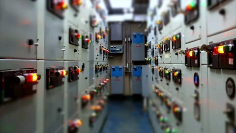 Timelapse of Electrical switchgear room,Industrial electrical switch panel on pl Stock Footage 165497055