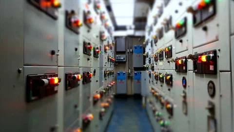 Timelapse of Electrical switchgear room,Industrial electrical switch panel on pl Stock Footage 165985988