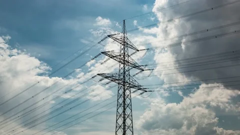 Timelapse of an Electricity Pylon on a Cloudy Day  Stock-Footage 131973729