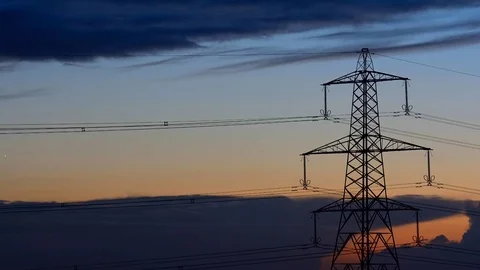 Timelapse of Electricity Pylon as night falls Stock Footage 70172640
