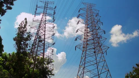 Timelapse of electricity towers Stock Footage 333378982