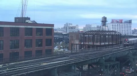Timelapse of elevated subway train Stock Footage 19397525