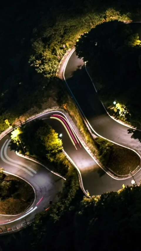 Timelapse of elevated view cars driving at mountain in Taiwan Stock Footage 317332511