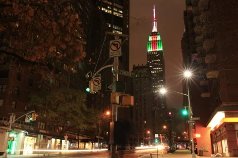 Timelapse Empire State Building at Night Stock Footage 139751700