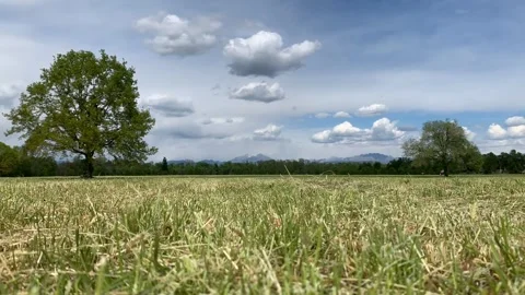 Timelapse of an empty field and clouds in Parco di Monza Stock Footage 273575757