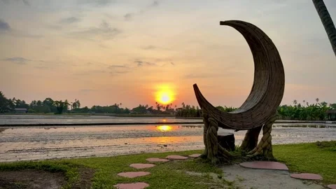 Timelapse at empty paddy field during sunset at Kampung Agong Penang Stock Footage 277137371