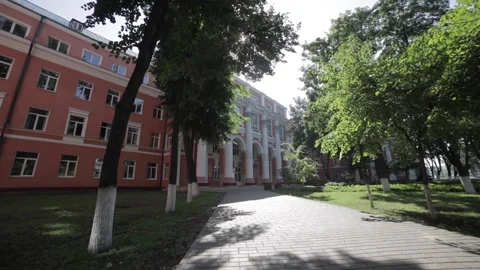 Timelapse of an empty street in front of the old university building Stock-Footage 147485421
