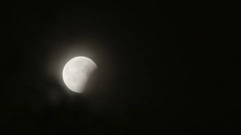 Timelapse of the end of the Total Lunar Eclipse on March 14th, 2025, the moon Stock Footage 304669061
