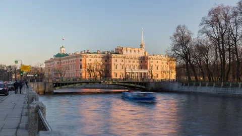 Timelapse of Engineer's Castle (Mikhailovsky Castle or St. Michael's Castle Stock Footage 110689156