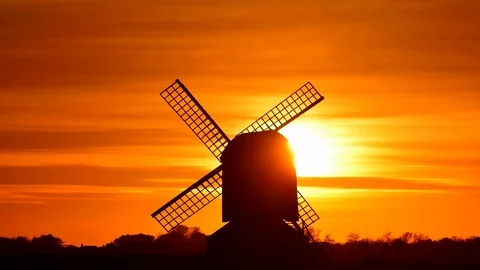 Timelapse of an English Windmill at sunset Stock Footage 70172427