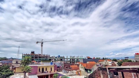 Timelapse of epic cloud movement  in the top of a construction site Stock-Footage 70319925