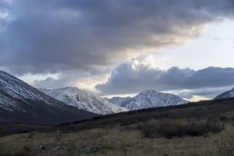 Timelapse of epic clouds at mountain medow at autumn time. Wild endless nature Stock Footage 234165142