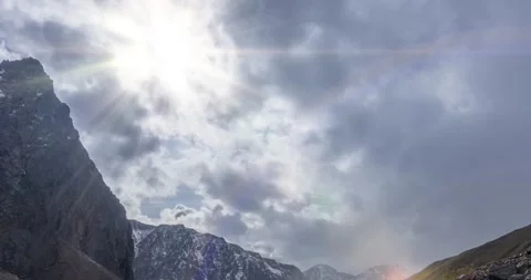Timelapse of epic clouds in mountain valley at summer or autumn time. Wild Stock Footage 234165119