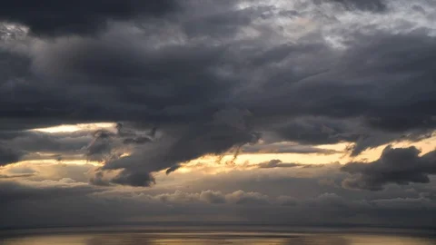Timelapse of Epic Storm Clouds Over the Ocean at Sunset Stock Footage 109173759