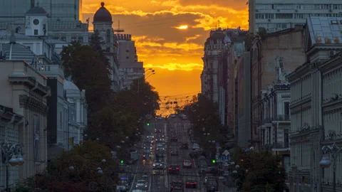 Timelapse of epic sunset above road Stock Footage 205049241