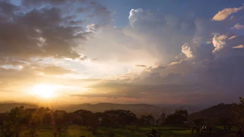 Timelapse - Epic sunset with colour explosion over a valley 4K60 Stock Footage 271199244