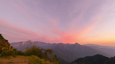 Timelapse of epic sunset sky over Sequoia National Park in California, USA Stock Footage 346109477