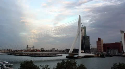 Timelapse Erasmus bridge Stock Footage 12455446