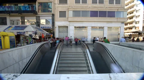 Timelapse of Escalators in Greece HD Video Video stock 25944986