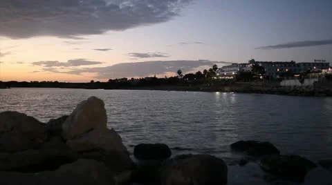 Timelapse of evening falling over beach resort Stock Footage 12712722