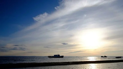 Timelapse, Evening sky over lake Baikal Stock Footage 82303349