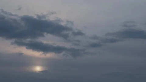 Timelapse evening sky sun shining, sunbeam flares with cumulus clouds, sunset Stock Footage 176065248