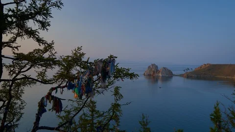 Timelapse of the evening sky. sunset on Baikal. Stock Footage 114669708