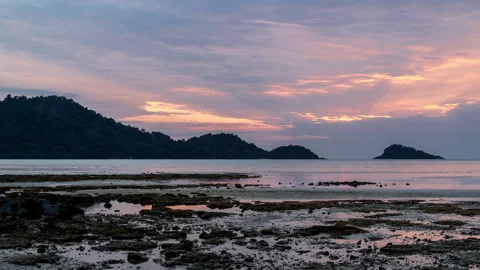 Timelapse of evening sunset behind the mountains at Koh Chang in Trad, Thailand Stock Footage 263025251