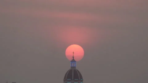 Timelapse of evening sunset at church. Video stock 236884167