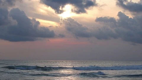 Timelapse of evening surfers Stock Footage 72475118