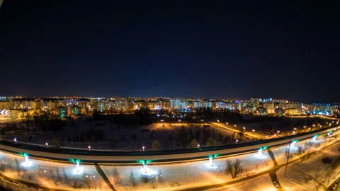 TIMELAPSE: Evening traffic of trains and planes in Moscow Stock Footage 87384902